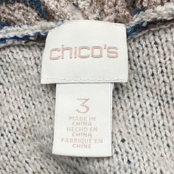 Chicos Cool Warm Mixed Paisley Print Open Front Long Sleeve Cardigan Large - Picture 7 of 11